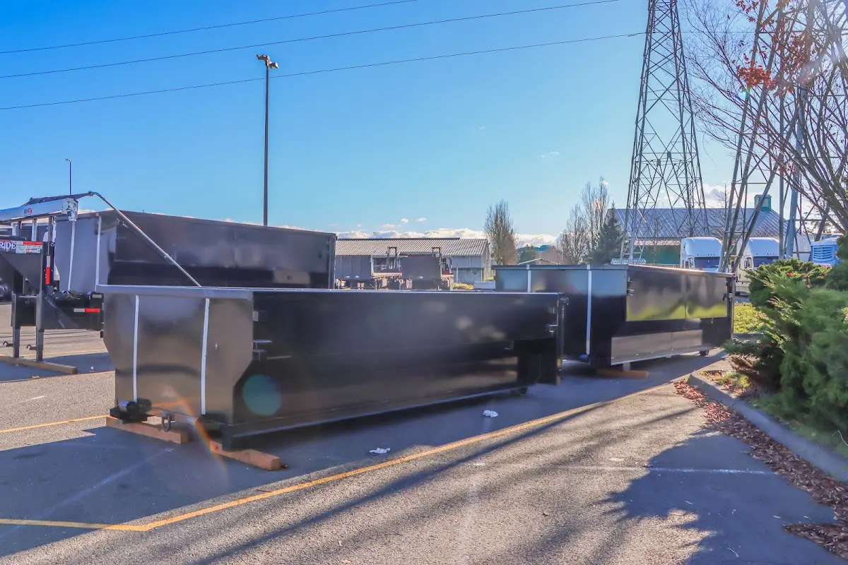 Roll-off dumpster ready for waste disposal at job site for Construction Dumpster Rental in Clark